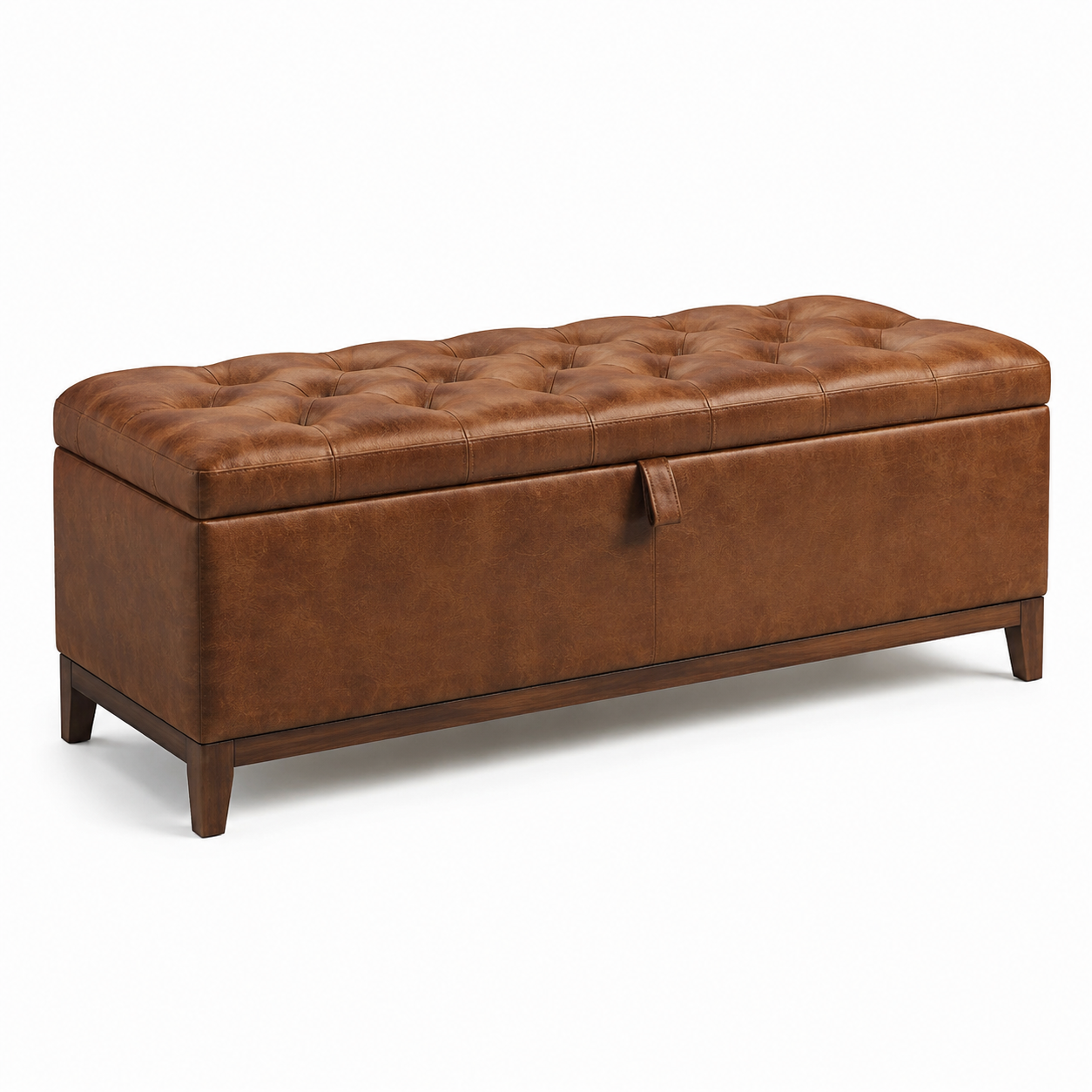 Gepolsterte Aufbewahrungsbank mit Stauraum, 120 x 45 x 48 cm, Braun/Dunkelbraun, Vintage-Stil