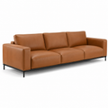3-Sitzer-Sofa 225 x 90 x 82 cm, Braun in Lederoptik mit schwarzem Metallgestell