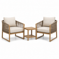 3-teiliges Set mit 2 Sesseln 75 x 76 x 82 cm und Beistelltisch 50 x 50 x 55 cm, Beige/Naturbraun/Taupe