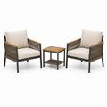 3-teiliges Gartenmöbel-Set mit 2 Sesseln 70 x 75 x 82 cm und Tisch 50 x 50 x 50 cm, Beige/Braun/Schwarz