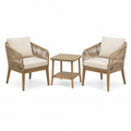 3-teiliges Gartenmöbel-Set mit 2 Sesseln 68 x 73 x 80 cm und Beistelltisch 50 x 50 x 55 cm, Beige/Naturbraun