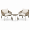 3-teiliges Balkonmöbel-Set Taupe/Beige mit 2 Sesseln 71 x 74 x 82 cm und Tisch Ø 50 x 45 cm