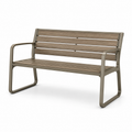 Gartenbank für 2 Personen mit Armlehnen, 126 x 60 x 82 cm, Metall und Holz, Braun/Taupe