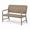Zweisitzige Gartenbank aus Polyrattan und Metall mit Armlehnen, Taupe/Beige, 120 x 60 x 85 cm