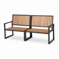 Zweisitzige Gartenbank aus Holz und Metall, Braun/Schwarz, 126 x 63 x 86 cm
