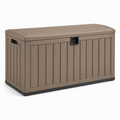 Garten-Aufbewahrungsbox aus Kunststoff mit Deckel, 120 x 55 x 60 cm, Braun/Schwarz in Holzoptik
