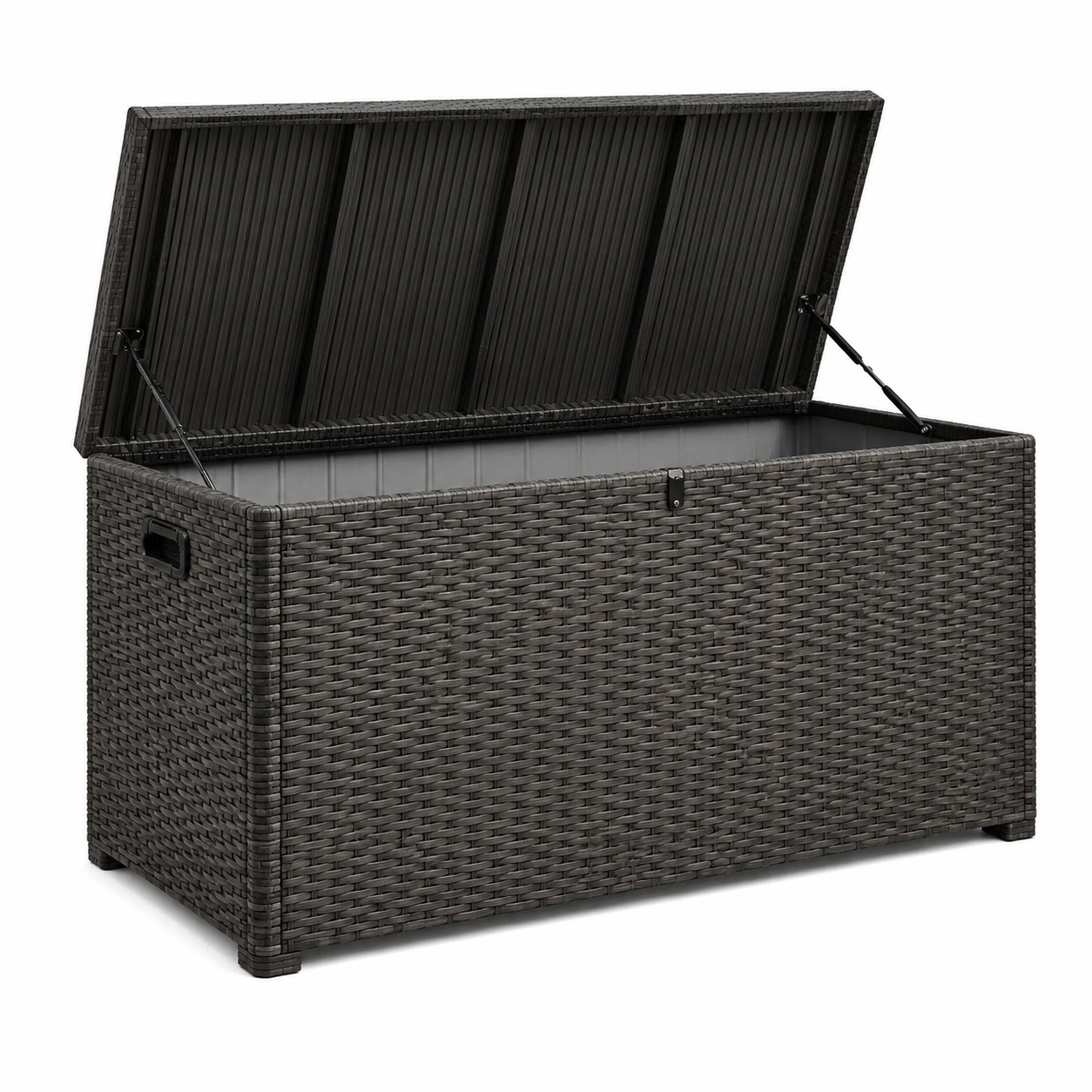 Garten-Aufbewahrungsbox mit Klappdeckel, 120 x 55 x 60 cm, Anthrazit/Schwarz