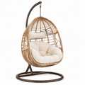 Freistehender Hängesessel aus Polyrattan und Stahl, Beige/Braun/Cremeweiß, 105 x 105 x 195 cm
